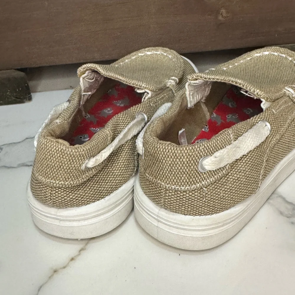 4/$15 Kids Tan Canvas Slip-On Shoes
